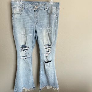 American Eagle Super Stretch Flare Distressed Jeans Size 20 Petite Short